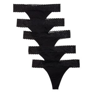 Old Navy Supima Cotton Blend Thong Sz 4X (28-30) Lace-Trim Underwear 5 Pack New